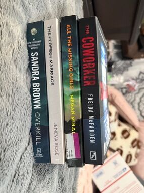 Stack of 4 Paperback Mystery/Thriller Books - Black, White, Teal, Green